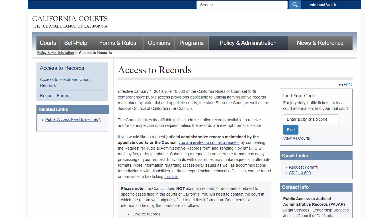 Access to Records - judicial_council